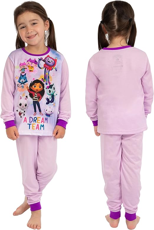 DREAMWORKS GABBY'S DOLLHOUSE Conjunto de 2 Pijamas Infantis | Conjuntos de Pijamas Infantis Gabby | Tamanhos de 3 a 10 Anos