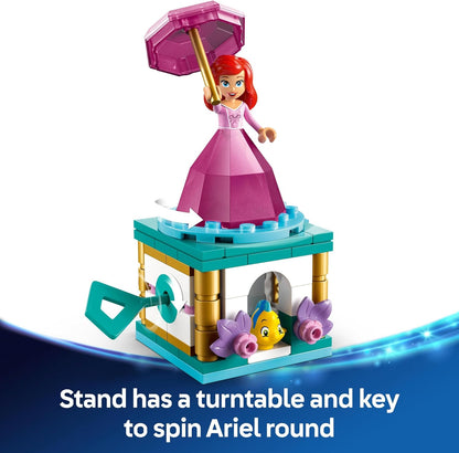 LEGO ǀ Disney Twirling Ariel Building Toy para meninas com mais de 5 anos, incl. Figura de linguado, caixa montável com miniboneca de princesa giratória para brincadeira independente
