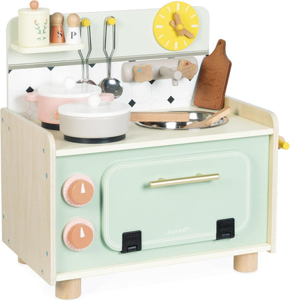 Janod - Cozinha infantil grande de madeira equipada com 2 fornos, Janod - Cozinha infantil de madeira equipada com forno, anod - Kitchenette infantil de madeira - Cozinha de brincar compacta para crianças - Equipada com forno