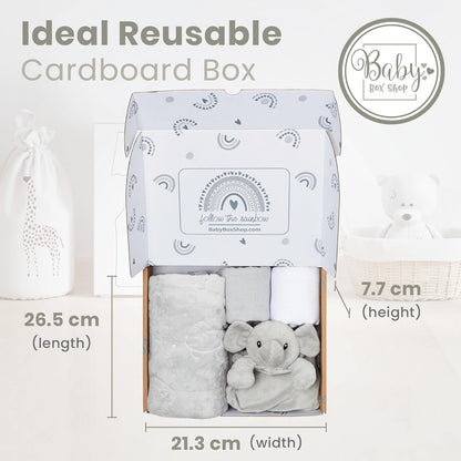 Baby Box Shop - Presentes personalizados para meninos, presente ideal para batizado: cobertor de lã, Baby Box Shop - 5 itens essenciais para recém-nascidos, ideais como presentes para chá de bebê e batizado, panos de musselina e presentes