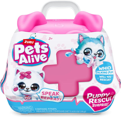 Pets Alive Pet Shop Surprise Series 3 Puppy Rescue Pomeranian, Pelúcia Surprise Puppy, Pelúcias Ultra Macias, Surpresas Dentro, Brinquedo Interativo para Animais de Estimação com Fala Eletrônica e Repete (Pomerânia)