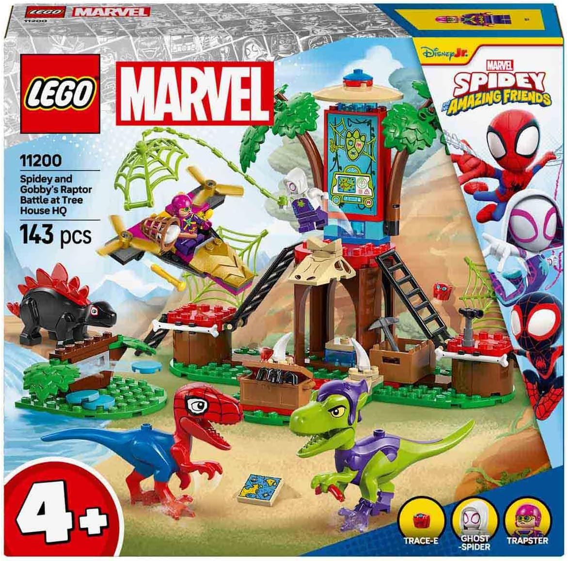 LEGO 11200 Marvel Spidey e Gobby’s Raptor Battle no Tree House HQ, conjunto de brinquedos de construção e dinossauros para crianças, presente para meninos, meninas e fãs de 4 anos ou mais do Spidey and His Amazing Friends Show