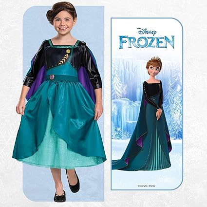DISGUISE Vestido clássico oficial da Disney Anna Frozen Costume Kids, Frozen 2 Costume Fancy Dress Up