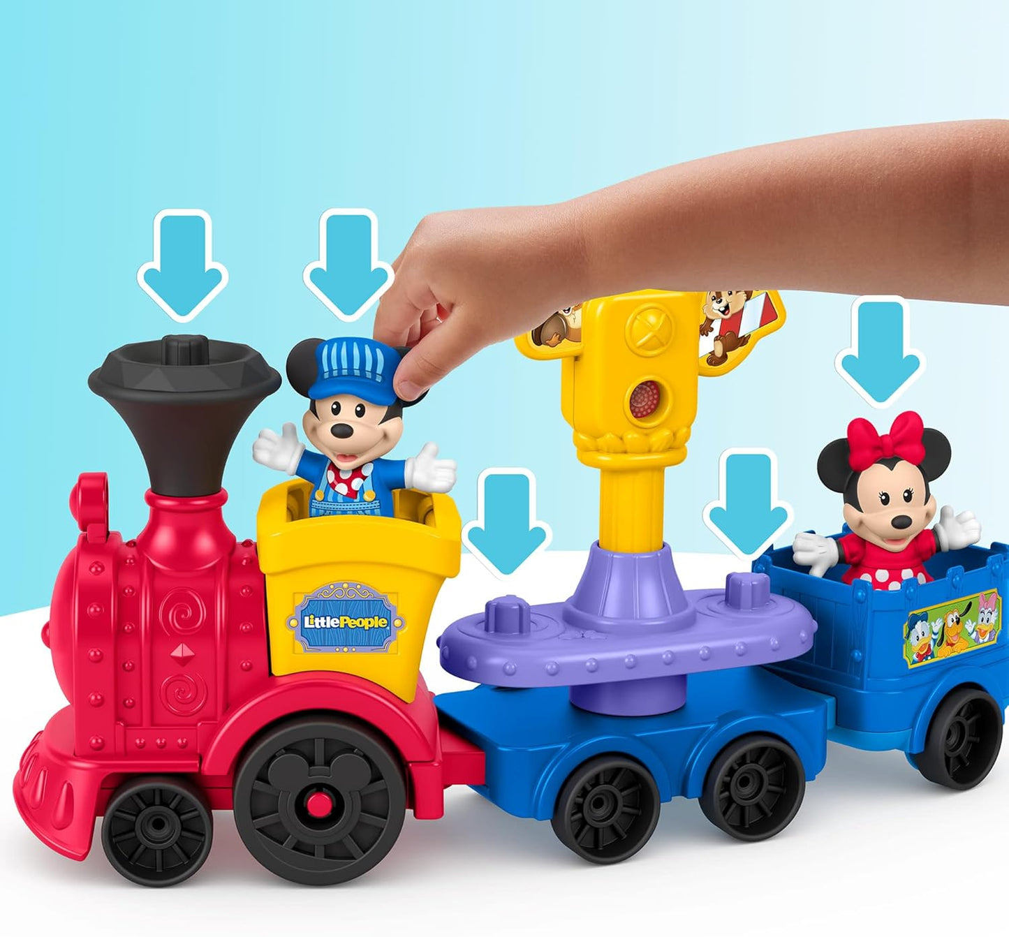 Fisher-Price Brinquedo Little People Disney Jr Trem Musical Mickey e Minnie com 2 Figuras para Brincar de Faz de Conta para Crianças a partir de 18 Meses, JKB04