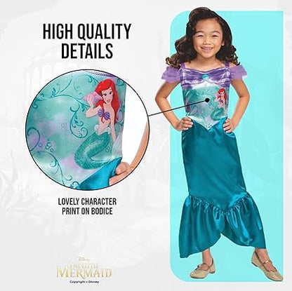 DISGUISE Disfraz Oficial de Ariel Estándar de Disney, Disfraz de Sirenita para Niña, Vestido de Sirena para Niña, Disfraz de Ariel para Niña, Traje de Pez, Disfraces del Día Mundial del Libro para Niña