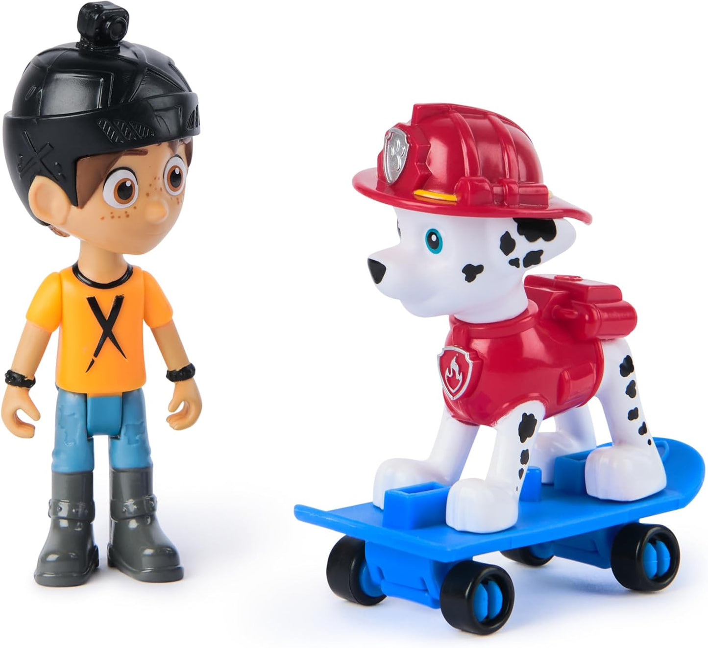 Paw Patrol Marshall e Daring Danny X Figures com skate, brinquedos infantis para meninos e meninas de 3 anos ou mais