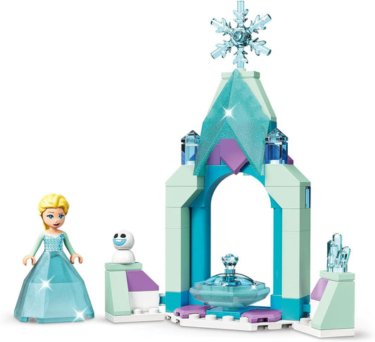 LEGO 43199 Conjunto de vestido de diamante do pátio do castelo da Disney Elsa, brinquedo de princesa montável com figura colecionável de 2 minibonecas congeladas
