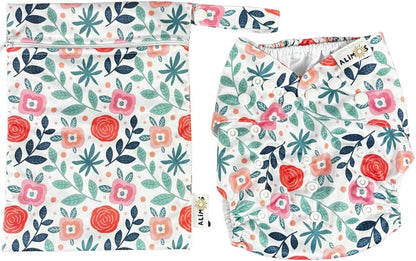 Alimos Fralda de natação bolsa impermeável lavável e reutilizável para bebê feliz