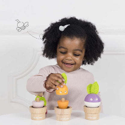 Le Toy Van - Brinquedo educacional de madeira Petilou My Stacking Garden | Brinquedo de aprendizagem infantil Montessori sensorial para bebês - adequado para mais de 12 meses
