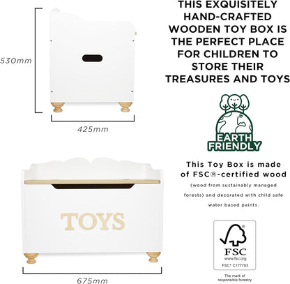 Le Toy Van - Caixa de brinquedos infantis - Caixa de armazenamento para brinquedos infantis Caixa de brinquedos de madeira branca - Caixa de madeira - Caixa de armazenamento com tampa