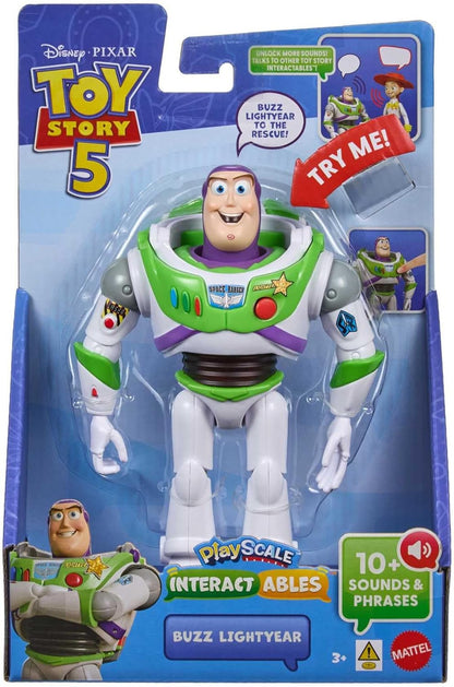 Mattel Figura interativa Buzz Lightyear de Toy Story 5 da Mattel Disney e Pixar, 18 cm (7 polegadas), com frases do filme e que interage com outros personagens da linha, JKV26