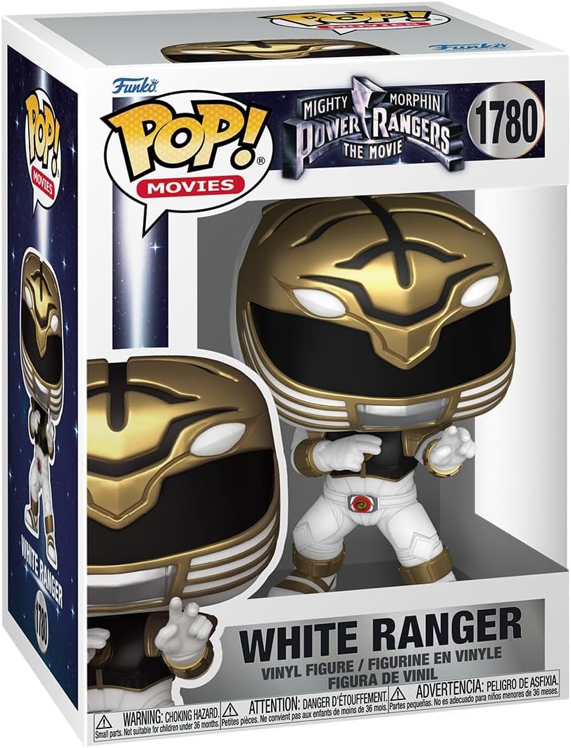 Funko Pop! Filmes: Mighty Morphin Power Rangers Filme - Ranger Branco - Figura de vinil colecionável - Ideia para presente - Produtos oficiais - Brinquedos para crianças e adultos - Fãs de filmes - Figura modelo para colecionadores