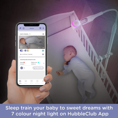 Hubble Connected Nursery Pal Skyview Smart Video Baby Monitor Câmera Wi-Fi com tela de 5 ", suporte para berço, luz noturna de 7 cores, visão noturna, conversação bidirecional, sensor de temperatura ambiente e aplicativo para smartphone