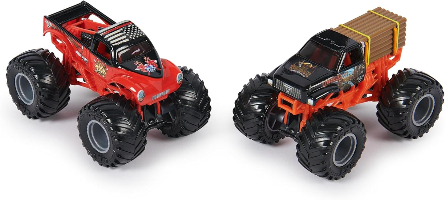 Monster Jam - Conjunto Original Monster Jam com Dois Autênticos Monster Trucks na Escala 1:64, Ação Radical e Manobras Radicais a partir de 3 Anos (Modelos Sortidos, Aleatórios)