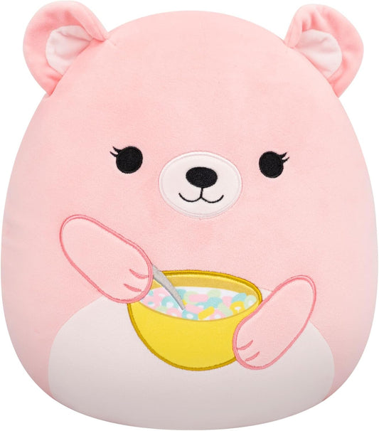 Squishmallows Original de 12 Polegadas – Urso Hominy Segurando uma Tigela de Cereal – Pelúcia Oficial da Jazwares