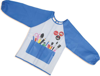 Janod - Pincéis - 4 tamanhos diferentes - Pincéis, Janod - Tintas para dedos para bebês a partir de 1 ano, Janod - Paleta de tinta à base de água - 12 almofadas e pincel, Janod - Avental de pintura infantil a partir de 18 meses