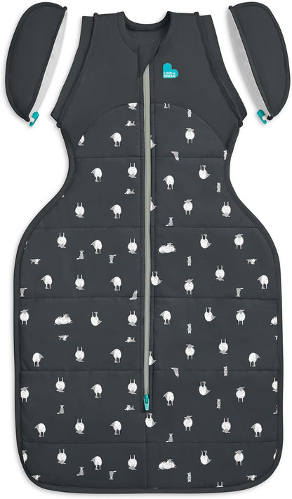 Love To Dream™ Saco de Transição Swaddle UP™, Grande (8,5-11 kg), Cor Carvão Lamb's Best Friend | Ajuste perfeito com abas removíveis | 2,5 Tog | Ideal para inverno e outono (16-20 °C) | Lavável à máquina e com zíper duplo