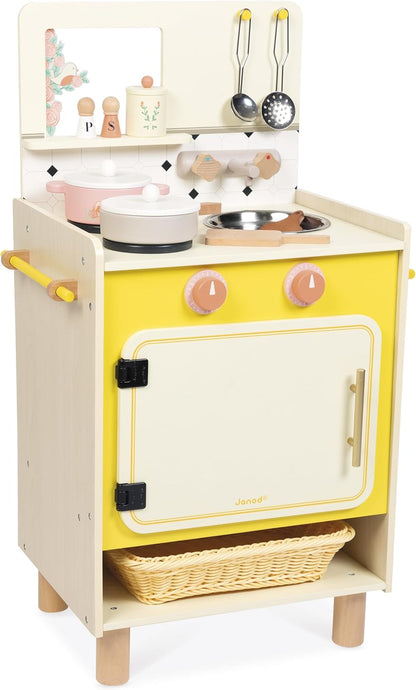 Janod - Cozinha infantil grande de madeira equipada com 2 fornos, Janod - Cozinha infantil de madeira equipada com forno, anod - Kitchenette infantil de madeira - Cozinha de brincar compacta para crianças - Equipada com forno