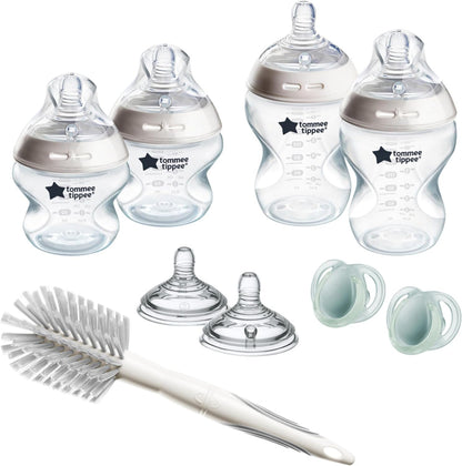 Tommee Tippee Conjunto inicial para recém-nascidos Natural Start, Kit mamadeiras anticólicas de 150 ml e 260 ml, fluxo médio, tetinas semelhantes a seios para uma pega natural, autoesterilizante