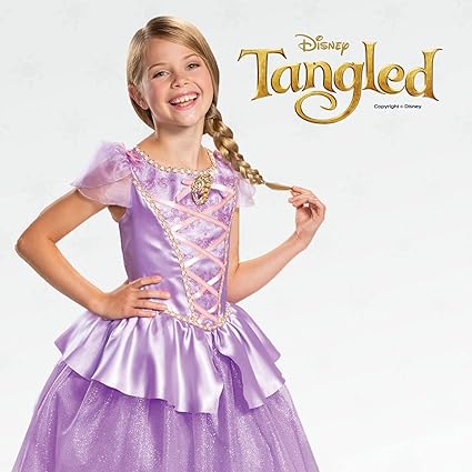 DISGUISE  Fantasia oficial de Rapunzel de luxo da Disney para meninas, fantasia de Rapunzel para crianças, vestido extravagante, roupa emaranhada para meninas, fantasias de princesa para meninas, fantasias do Dia Mundial do Livro para meninas S