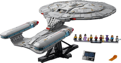 LEGO Icons Star Trek: U.S.S. Enterprise NCC-1701-D - Kit de Modelo para Exibição para Adultos - 2 Cápsulas de Transporte, Função de Separação e 9 Minifiguras, incluindo Jean-Luc Picard e William Riker - Presente para Fãs - 10356