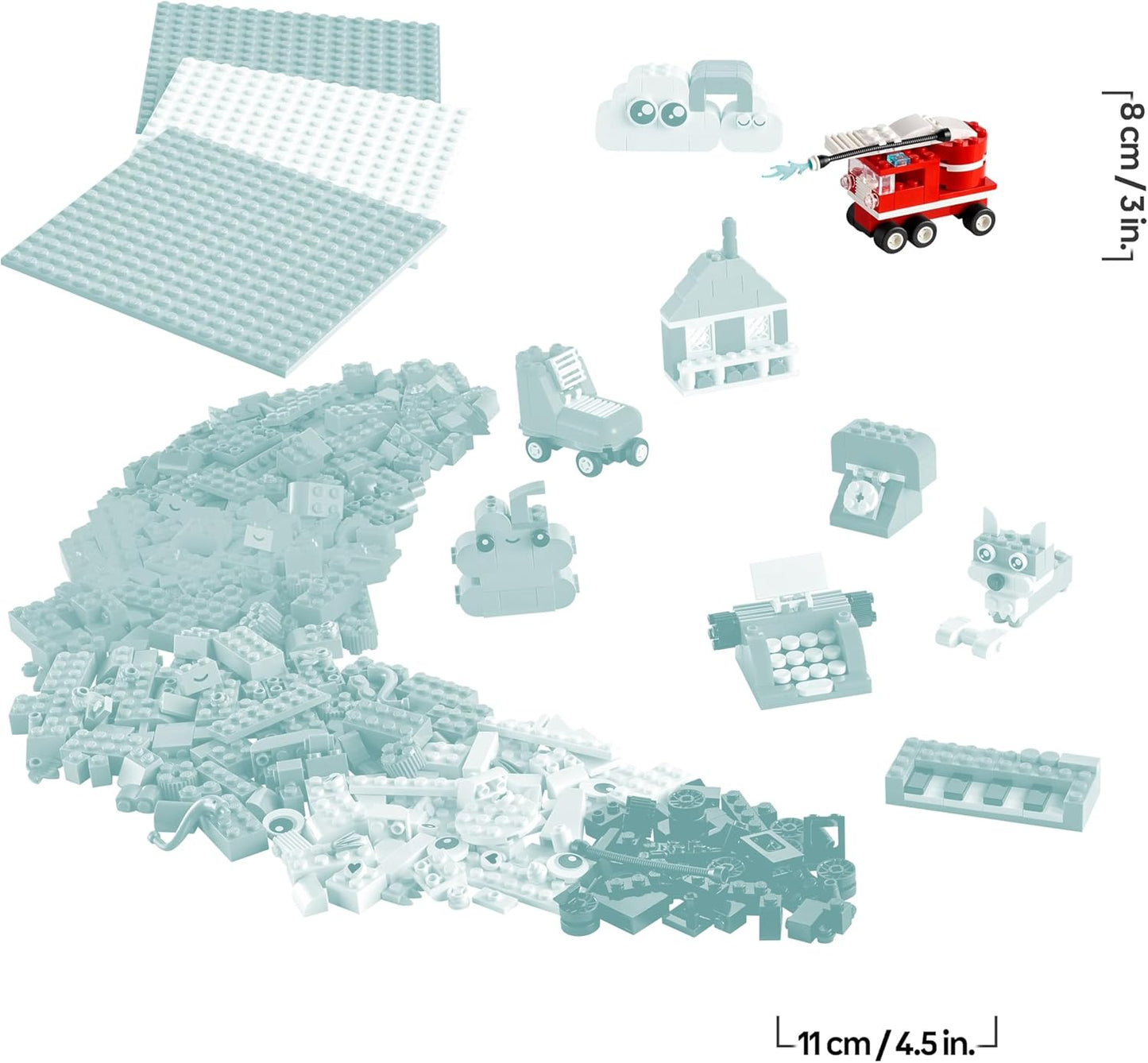 LEGO Classic Caixa Criativa de Construção e Brincadeira - Conjunto de Peças Coloridas - Construa uma Casa, um Caminhão de Bombeiros, um Teclado de Piano, Nuvens e um Arco-Íris - Kit de Artes e Ofícios para Meninos e Meninas a partir de 5 Anos - 11044
