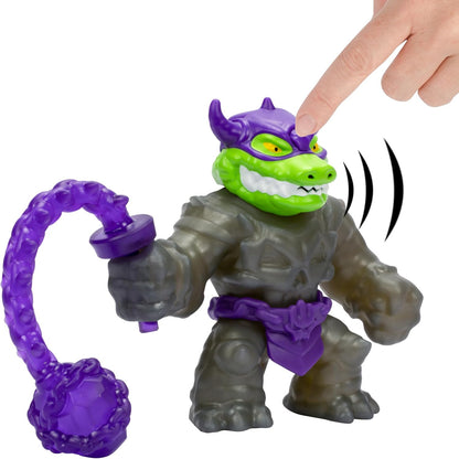 Heróis de Goo Jit Zu Stretch Strikers Deluxe Hero Pack Rock Jaw, Figura de Ação Elástica com Mais de 20 Sons de Batalha Incríveis