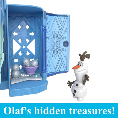 Mattel Disney Frozen Storytime Stackers – Casa de Bonecas Castelo de Gelo da Elsa | Boneca pequena articulada da Elsa, figura do Olaf e conjunto empilhável com 4 acessórios, inspirado no filme Disney Frozen, JDP63