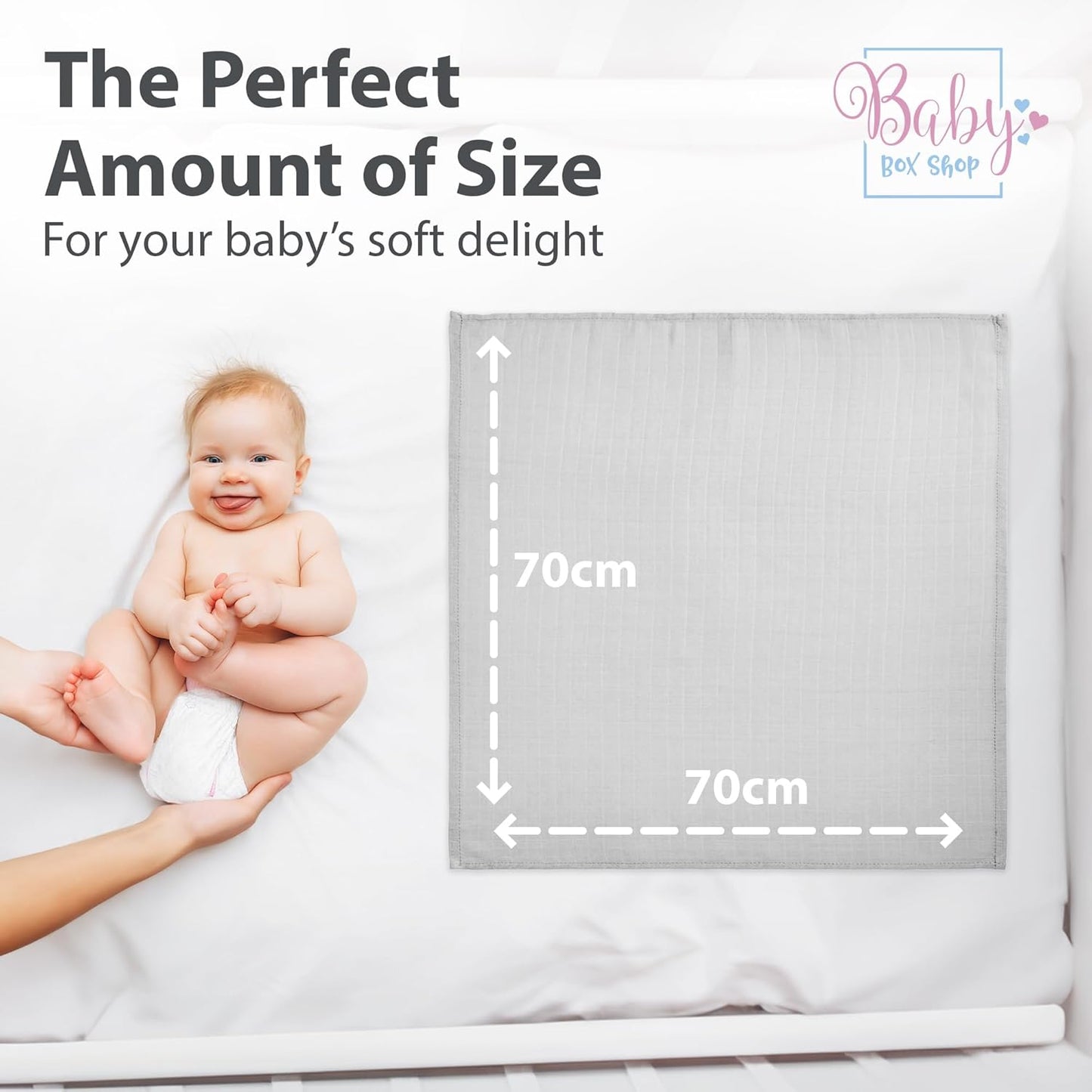 Baby Box Shop - Paninhos de musselina para bebês meninos, 100% algodão macio, para usar como capa de amamentação, paninhos de mão e paninhos de arroto, itens essenciais para bebês recém-nascidos