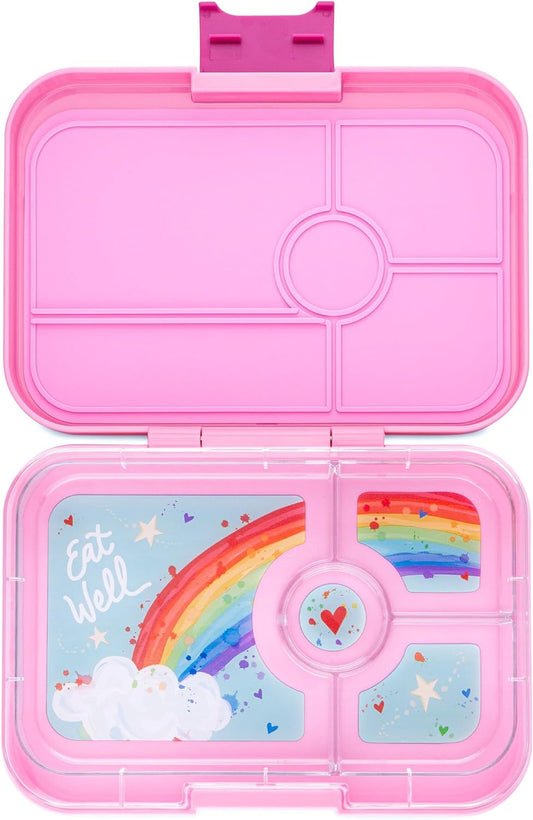 Yumbox Fiambrera Bento de Tapas de 4,2 tazas: Diseño de 4 compartimentos a prueba de fugas en Pink Rainbow Capri - Perfecto para comidas portátiles ricas en nutrientes para adultos y niños grandes