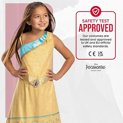 DISGUISE Traje oficial de luxo Pocahontas da Disney para crianças, traje de princesa nativa americana para crianças disponíveis nos tamanhos S e M