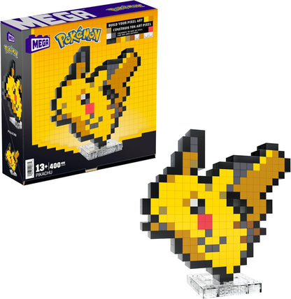 MEGA Conjunto de construção de bonecos de ação Pokémon, Eevee com 323 peças e estilo pixel retrô, para decoração de mesa ou parede, brinquedo de construção e exibição para colecionadores, HTH78