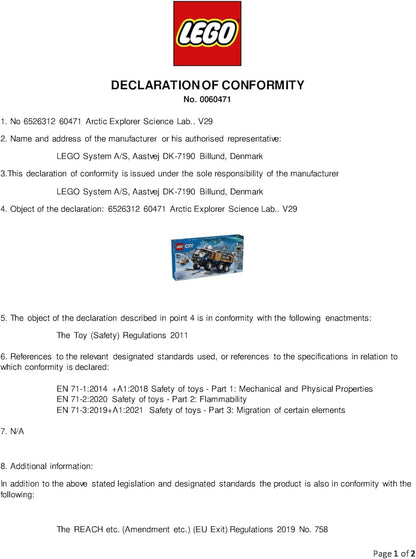 LEGO City Arctic Explorer Science Lab Truck Toy - Veículo de exploração com direção e suspensão - inclui uma scooter de neve, 5 minifiguras e 3 figuras de animais lobo - Presente para meninos a partir de 8 anos - 60471