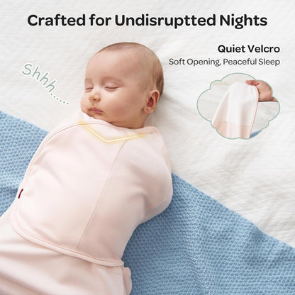 Momcozy Mantas para Recém-Nascidos de 0 a 3 Meses, com Fecho Silencioso, Fáceis de Usar para Pais de Primeira Viagem, Reduzem o Reflexo de Sobressalto, Pacote com 2, Rosa