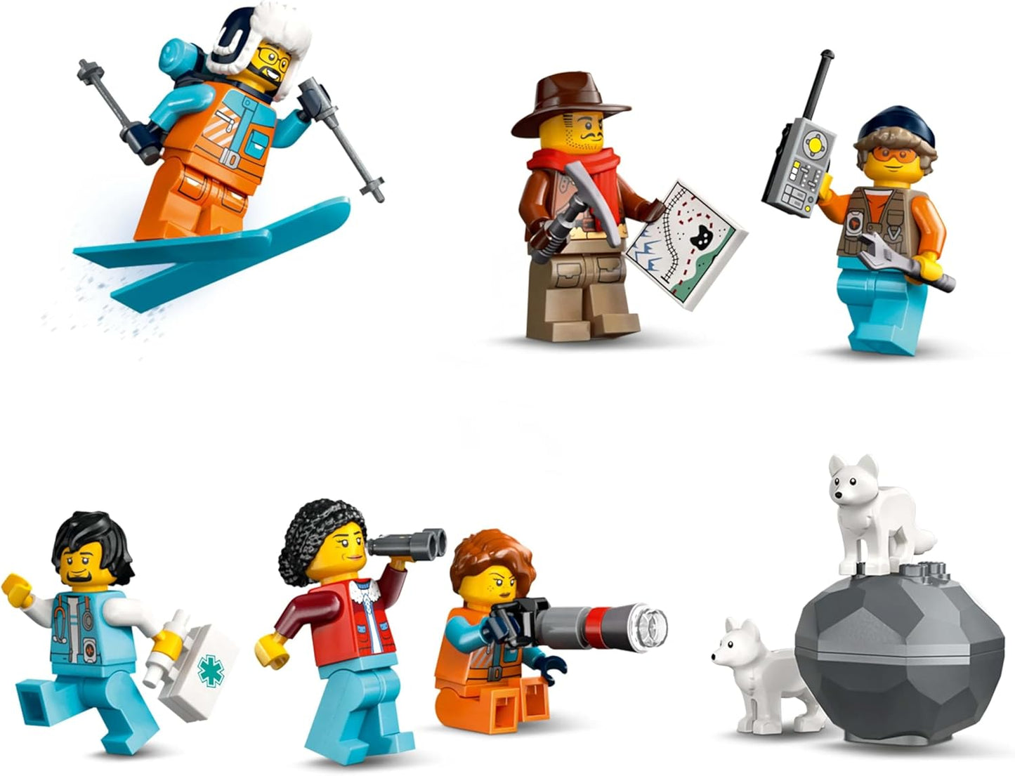 LEGO Conjunto de Trem Expresso Polar Ártico City Explorers - Inclui um Trem de Controle Remoto, Limpa-Neve, 22 Peças de Trilho e 6 Minifiguras, Além de uma Função de Queda de Rochas - Presente para Meninos a partir de 7 Anos - 60470