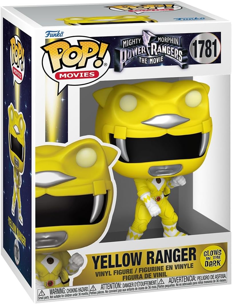 Funko Pop! Filmes: Mighty Morphin Power Rangers - Ranger Amarelo - Figura de Vinil Colecionável - Ideia para Presente - Produtos Oficiais - Brinquedos para Crianças e Adultos - Fãs de Cinema