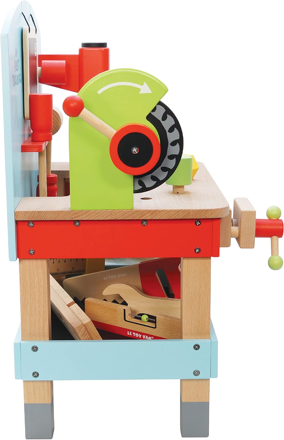 Le Toy Van - Carros e construção educacional Meu primeiro brinquedo de banco de ferramentas Conjunto de banco de ferramentas de madeira para dramatização | Finja brincar com ferramentas de madeira - adequado para crianças de 3 anos ou mais
