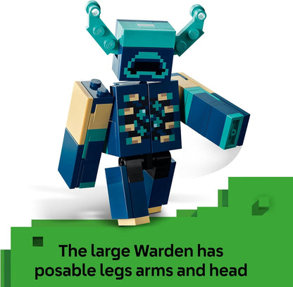 LEGO Minecraft The Warden Encounter - Brinquedo de construção com minifigura do Silent Ranger e figura de monstro articulada - Função TNT para Rockfall - Presente colecionável para meninos de 7 anos ou mais e fãs de jogos - 21274