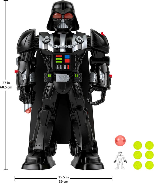 Fisher-Price Imaginext STAR WARS Darth Vader Robô de 60 cm de altura, com luzes, sons e chave de metal do Stormtrooper para crianças a partir de 3 anos, HXG51