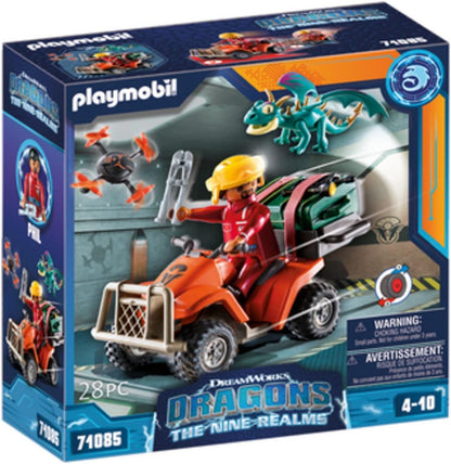 Playmobil 71085 Como Treinar o Seu Dragão: Conjunto de Segurança Base ICarus dos Nove Reinos, quad com motor retrátil e personagens de TV, Divertido Jogo de RPG Imaginativo, Conjunto Adequado para Crianças a partir de 4 Anos