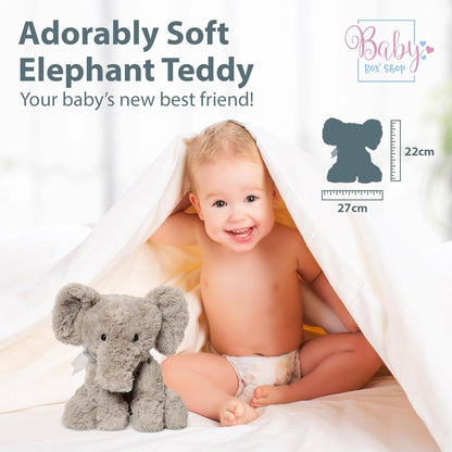 Baby Box Shop - Elefante de pelúcia, urso de pelúcia cinza - ideal para batizados, aniversários ou presentes de bebê, brinquedos de pelúcia para crianças