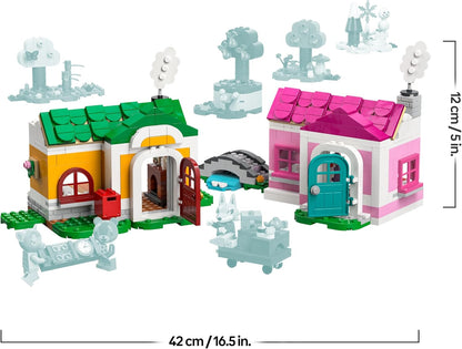 LEGO Animal Crossing Casas Criativas: Estações da Diversão - Brinquedo 2 em 1 com 2 modelos de casas e minifiguras do Stitches, Fuchsia e Fang - Presente para fãs e meninas a partir de 7 anos - 77057