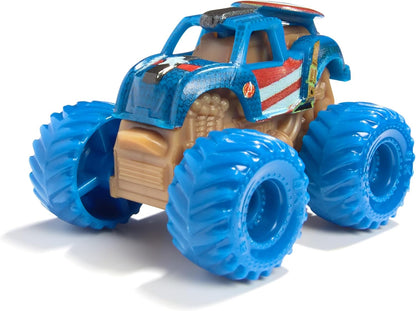 Monster Jam, Marvel Mini Pacote Oficial com 5 Miniaturas e Caminhão Monstro Colecionável Misterioso, Escala 1:87, Brinquedos Surpresa para Crianças a partir de 3 Anos