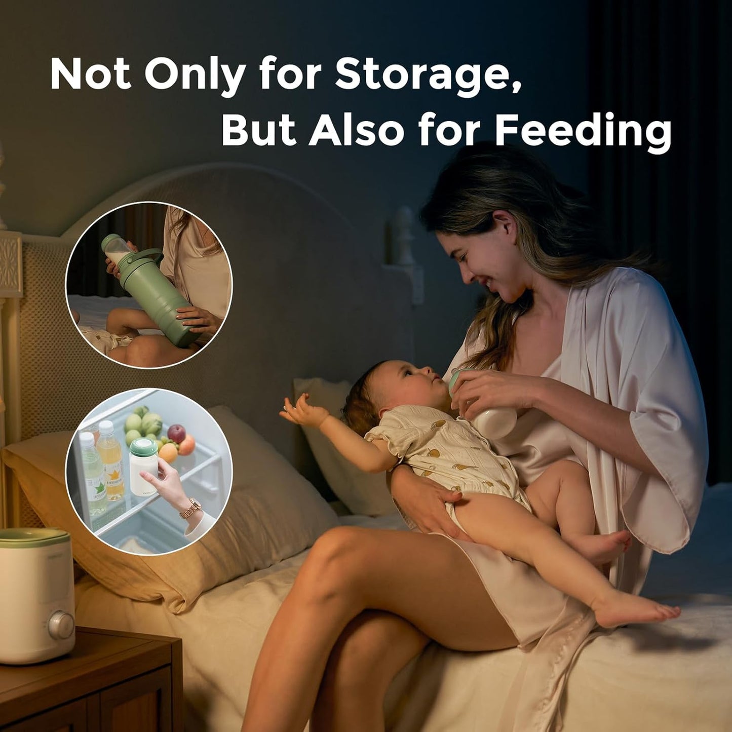 Momcozy Mamadeira Natural, Recipiente para Leite Materno de 300ml com Gargalo Largo, Garrafa para Armazenar Leite Materno na Geladeira e Bolsa Térmica para Leite Materno Momcozy, Garrafas Coletoras de Leite sem BPA,