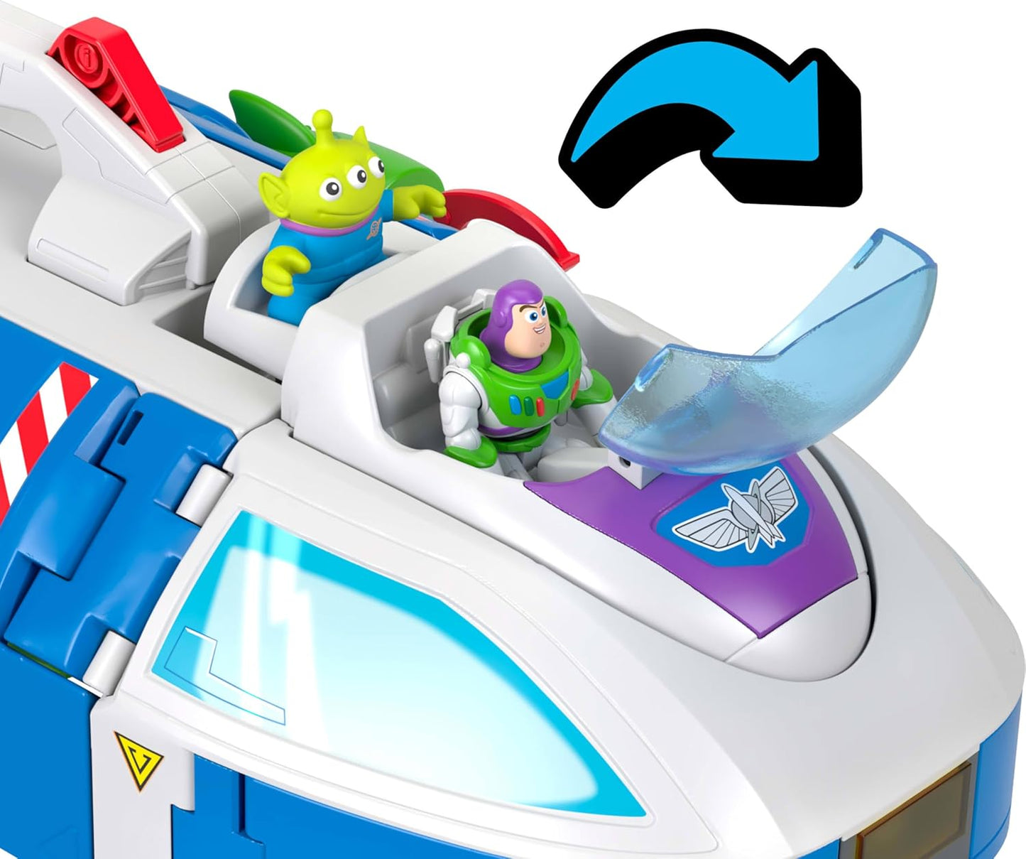 Nave do Buzz Lightyear que se Transforma Imaginext com Bonecos | Nave do Buzz Lightyear de Toy Story, veículo que se transforma com luzes e sons, bonecos de ação de 3 polegadas, lançador e projéteis, JTH51