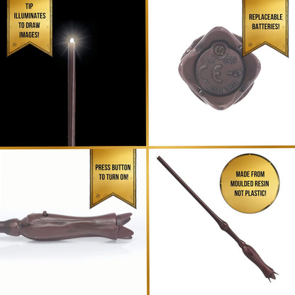 UAU! COISAS - Varinha Lumos de Draco Malfoy com 14 luzes, varinhas oficiais de Harry Potter e presentes do Mundo Mágico, brinquedos e itens colecionáveis, acessórios para fantasias e jogos de interpretação de papéis para fãs, meninas e meninos