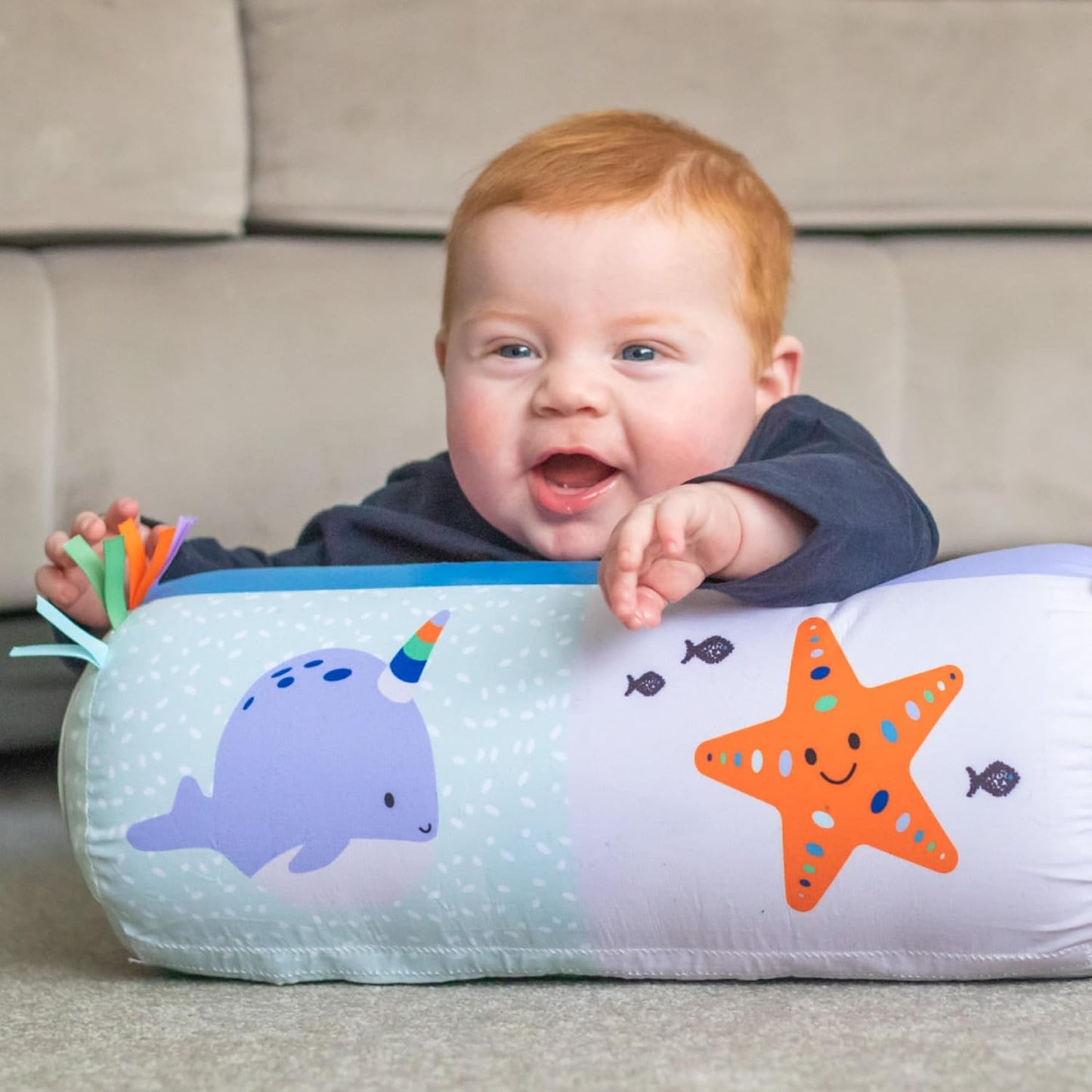 Nuby Travesseiro Ocean Friends Tummy Time - Desenvolvimento inicial | Compacto | Travesseiro inflável | Adequado desde o nascimento