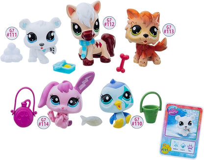 Littlest Pet Shop Série 2 - Pacote Colecionável com 5 Amigas de Inverno | O pacote contém 5 mini brinquedos LPS, 7 acessórios, 1 cartão colecionável e 1 código virtual | Brinquedos colecionáveis para meninas e meninos