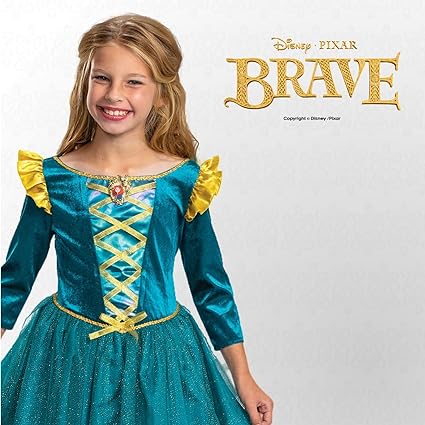 DISGUISE Fantasia oficial de luxo Merida da Disney para crianças, vestido de princesa para crianças tamanho S