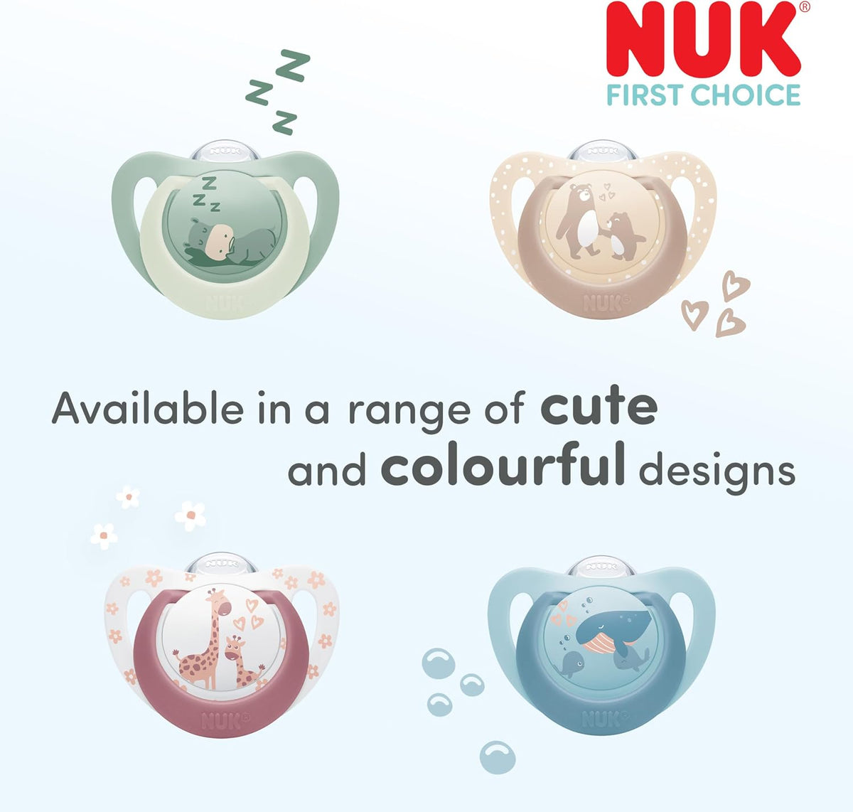 NUK Chupetas First Choice | 6-18 meses | Chupetas ortodônticas | Acalma 99% dos bebês** | Vermelha | Pacote com 4